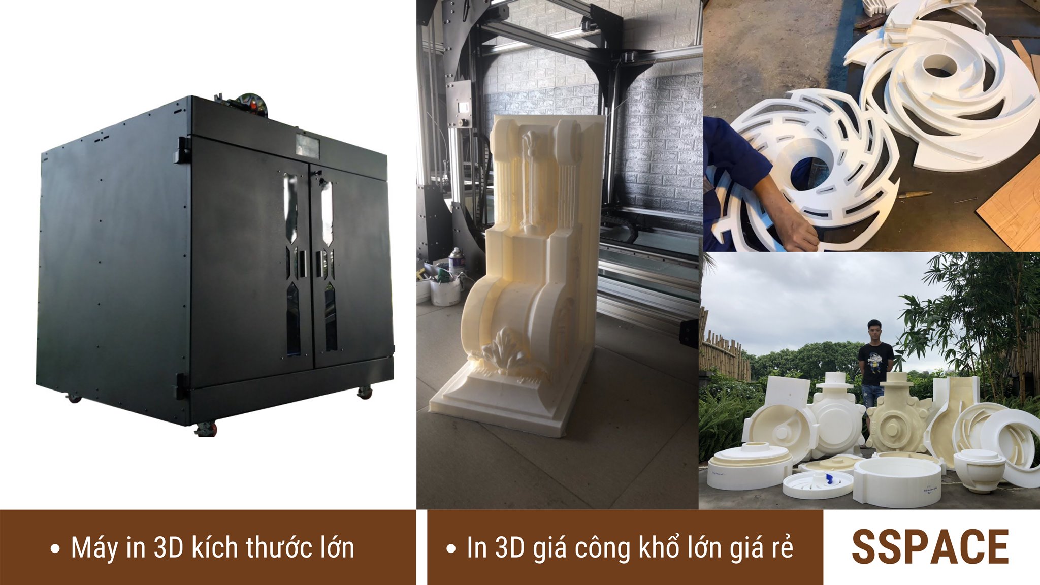 In 3D khổ lớn | Máy in 3D khổ lớn và dịch vụ in 3D gia công khổ lớn TPHCM | Máy in 3D Kích thước lớn đáp ứng nhu cầu cao về tạo mẫu sản xuất, tạo mẫu mô hình, tạo mẫu đúc khuôn cát, tạo mẫu đúc bằng khuôn silicon.