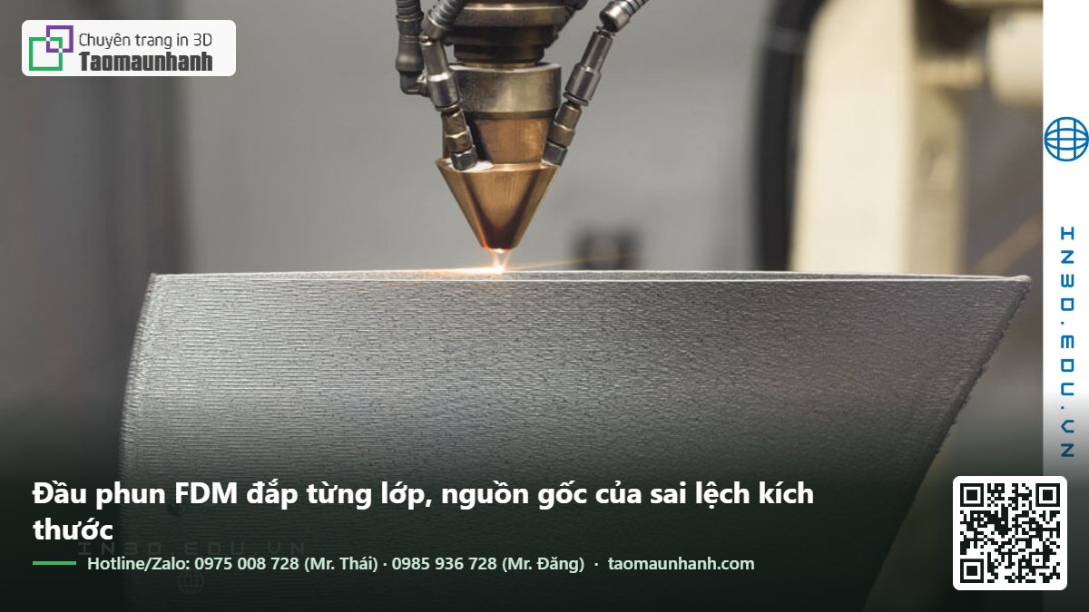 Đầu phun FDM đắp từng lớp, nguồn gốc của sai lệch kích thước