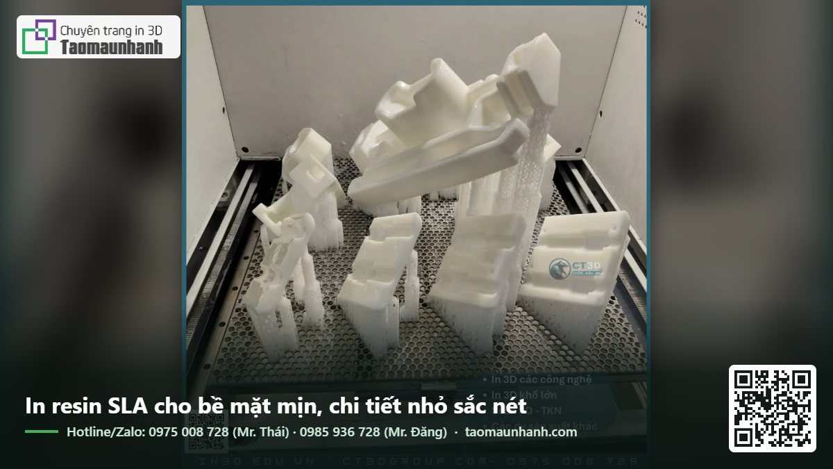 In resin SLA cho bề mặt mịn, chi tiết nhỏ sắc nét