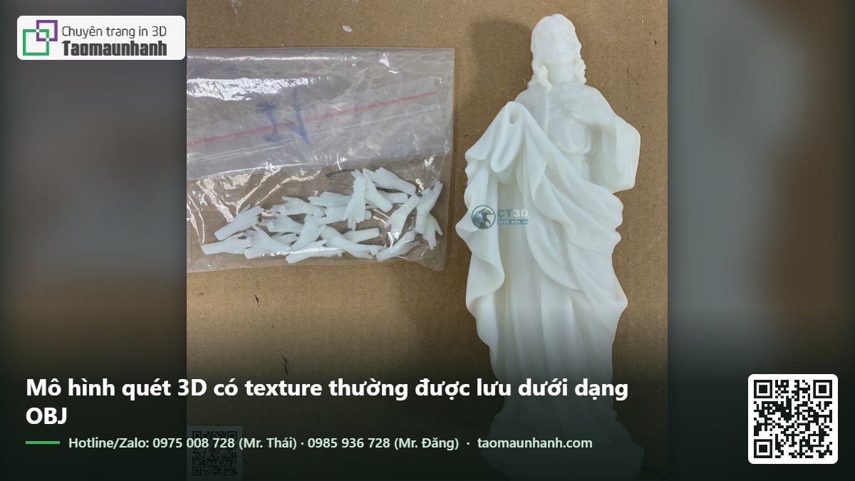 Mô hình quét 3D có texture thường được lưu dưới dạng OBJ