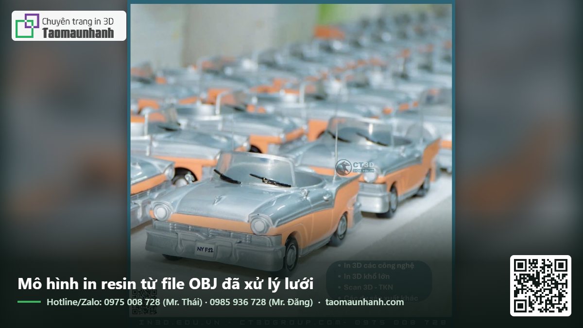 Mô hình in resin từ file OBJ đã xử lý lưới