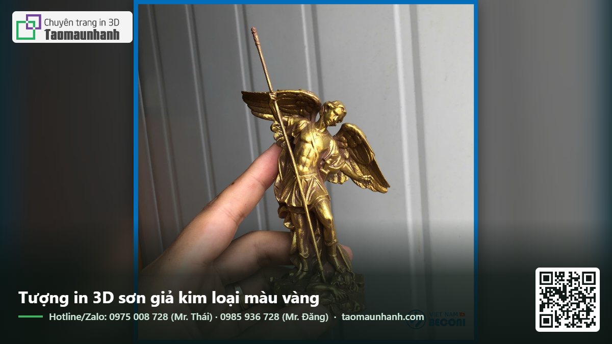 Tượng in 3D sơn giả kim loại màu vàng
