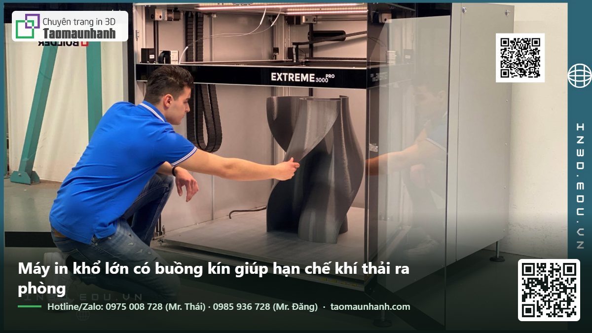 Máy in khổ lớn có buồng kín giúp hạn chế khí thải ra phòng