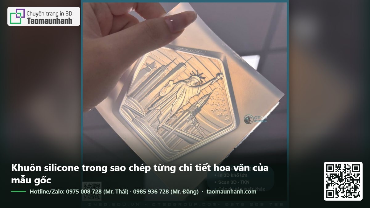 Khuôn silicone trong sao chép từng chi tiết hoa văn của mẫu gốc