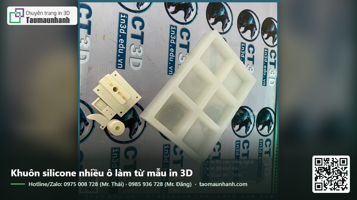 Khuôn silicone nhiều ô làm từ mẫu in 3D