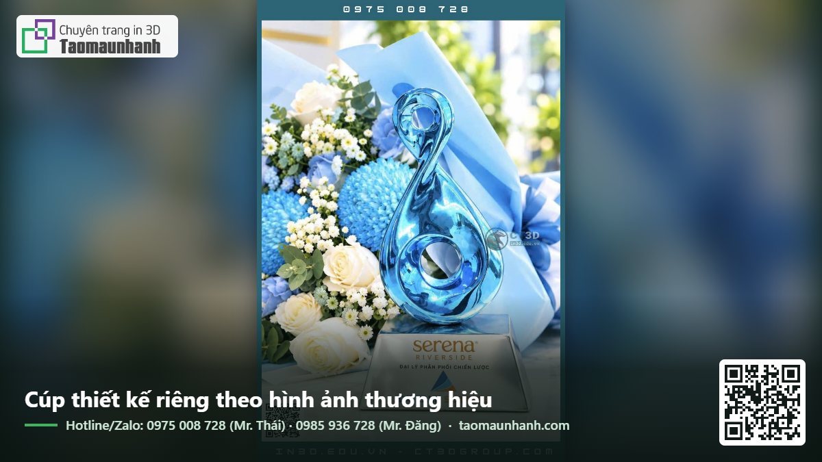 Cúp thiết kế riêng theo hình ảnh thương hiệu