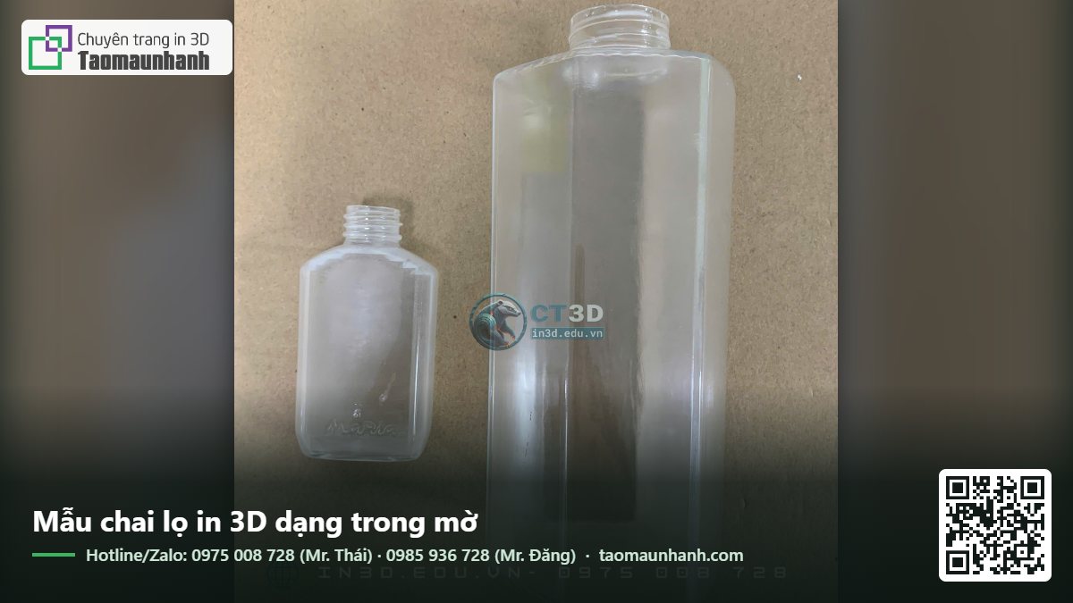 Mẫu chai lọ in 3D dạng trong mờ