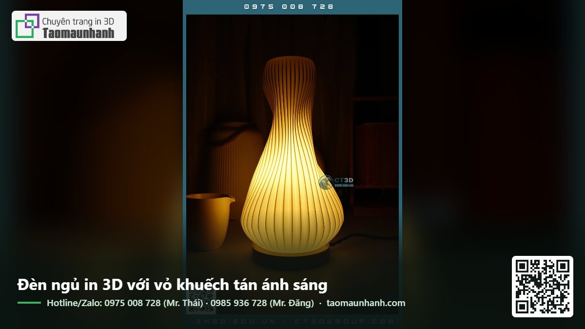 Đèn ngủ in 3D với vỏ khuếch tán ánh sáng