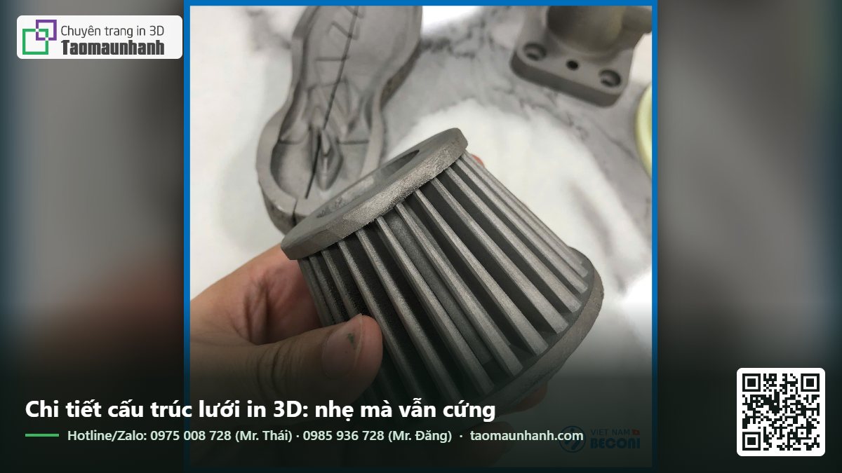 Chi tiết cấu trúc lưới in 3D: nhẹ mà vẫn cứng