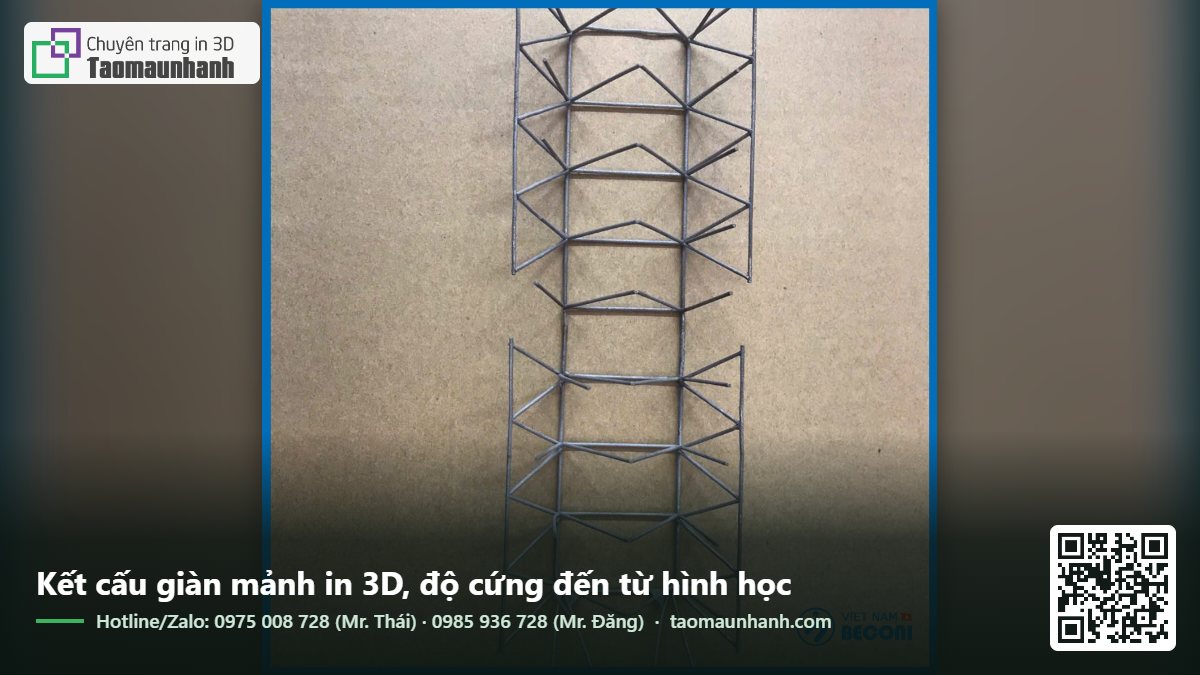 Kết cấu giàn mảnh in 3D, độ cứng đến từ hình học