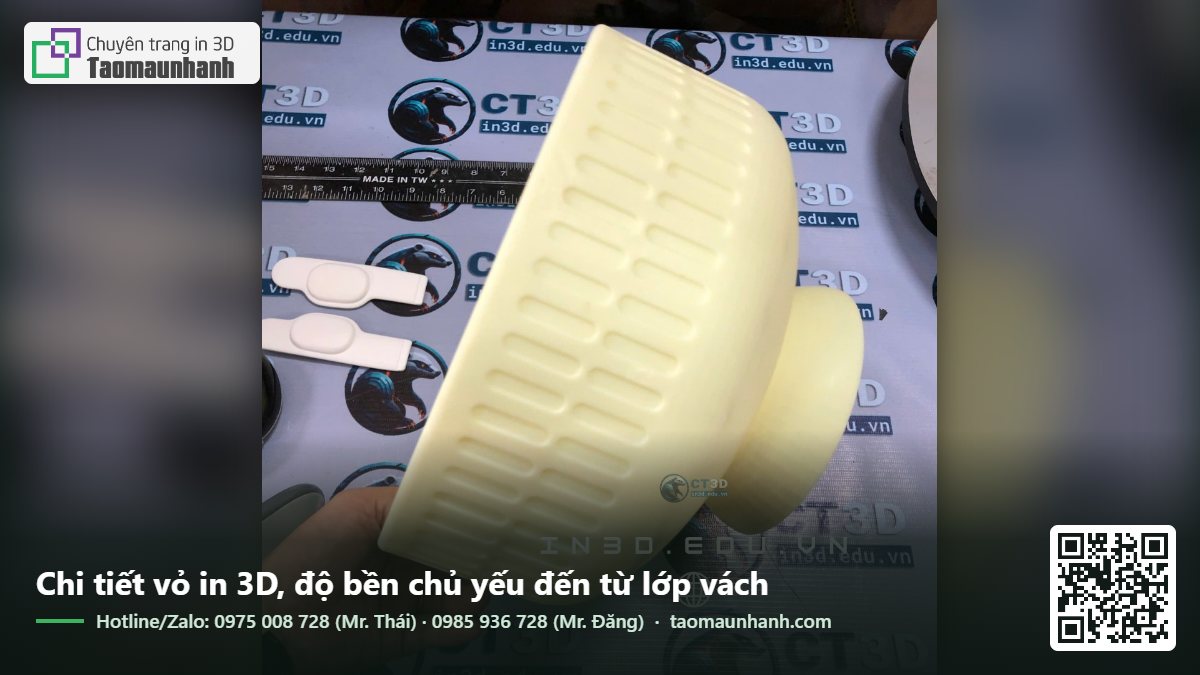 Chi tiết vỏ in 3D, độ bền chủ yếu đến từ lớp vách
