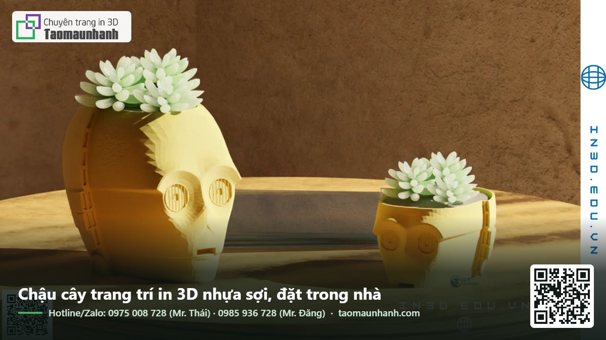 Chậu cây trang trí in 3D nhựa sợi, đặt trong nhà