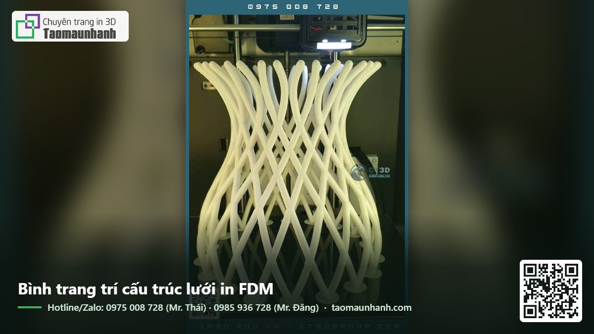 Bình trang trí cấu trúc lưới in FDM