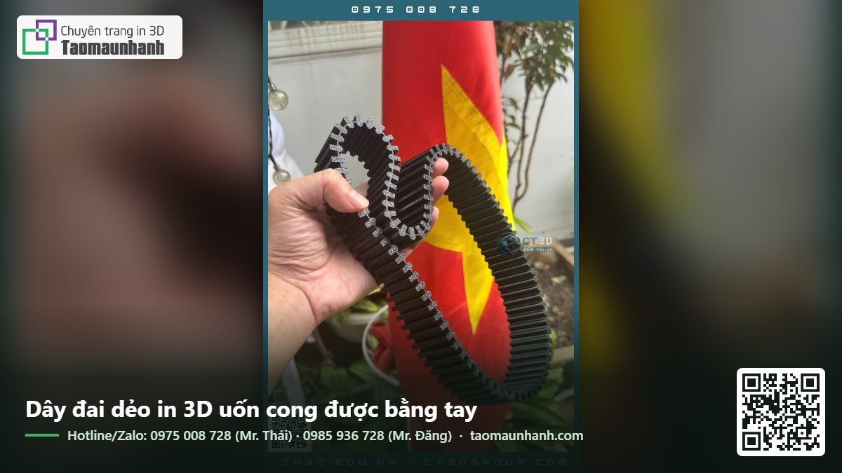 Dây đai dẻo in 3D uốn cong được bằng tay