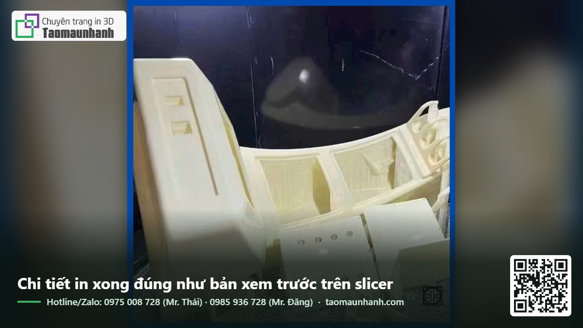 Chi tiết in xong đúng như bản xem trước trên slicer