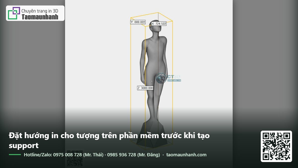 Đặt hướng in cho tượng trên phần mềm trước khi tạo support