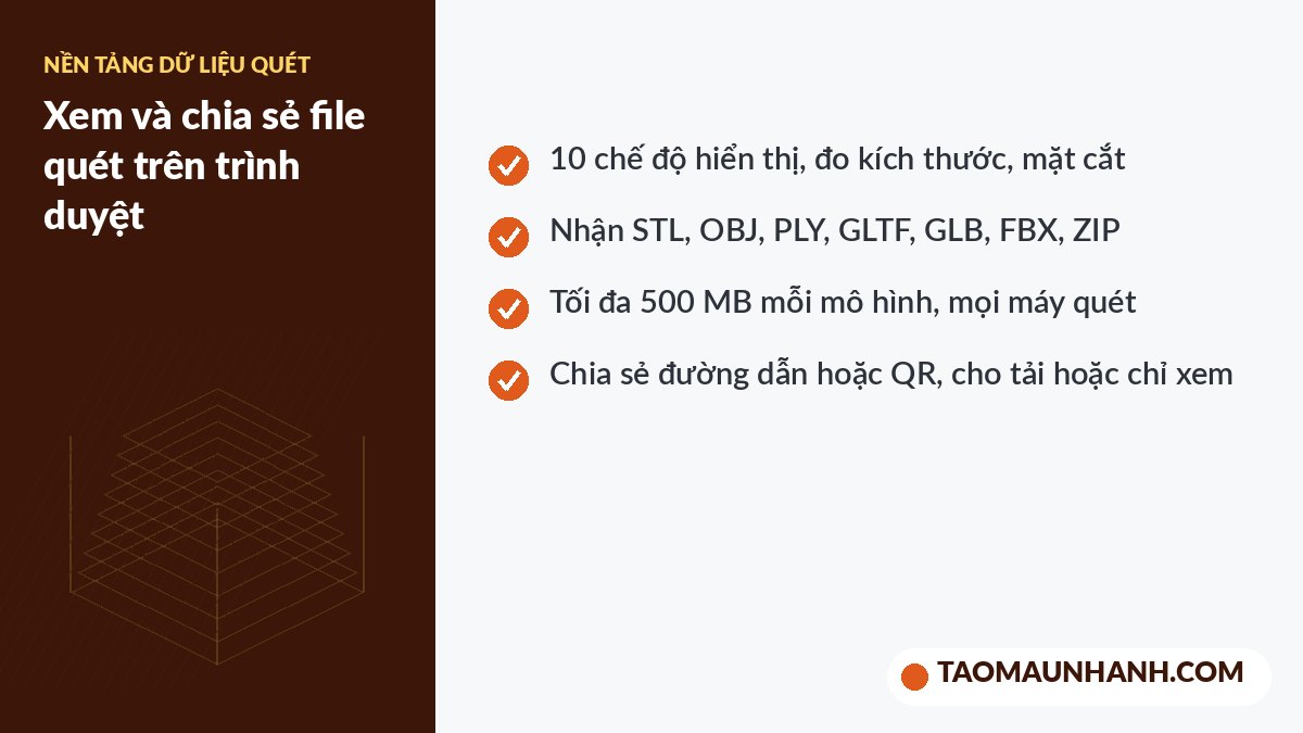 Tính năng nền tảng quản lý dữ liệu quét 3D trên trình duyệt